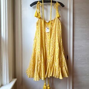 Nwt RHODE Casey Printed Tassel Dress Yellow